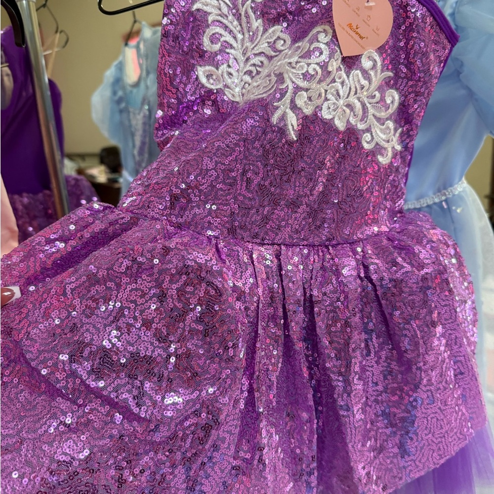 Purple Sequin Kids Costume Dress